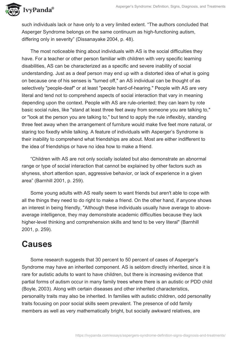 Asperger’s Syndrome: Definition, Signs, Diagnosis, and Treatments. Page 3