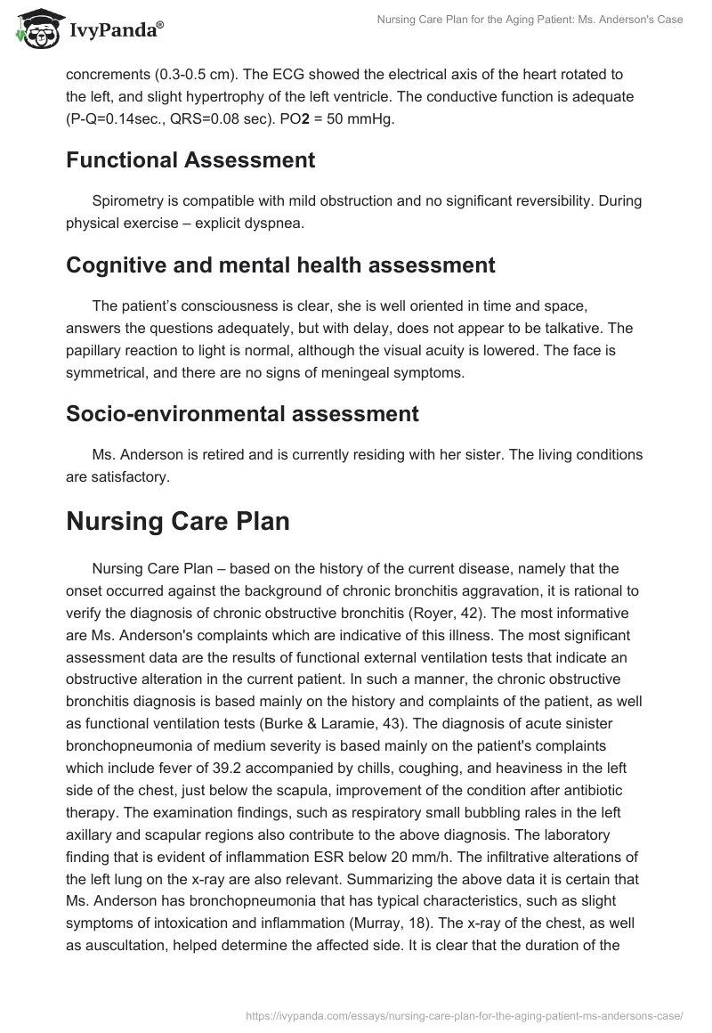Nursing Care Plan for the Aging Patient: Ms. Anderson's Case. Page 4