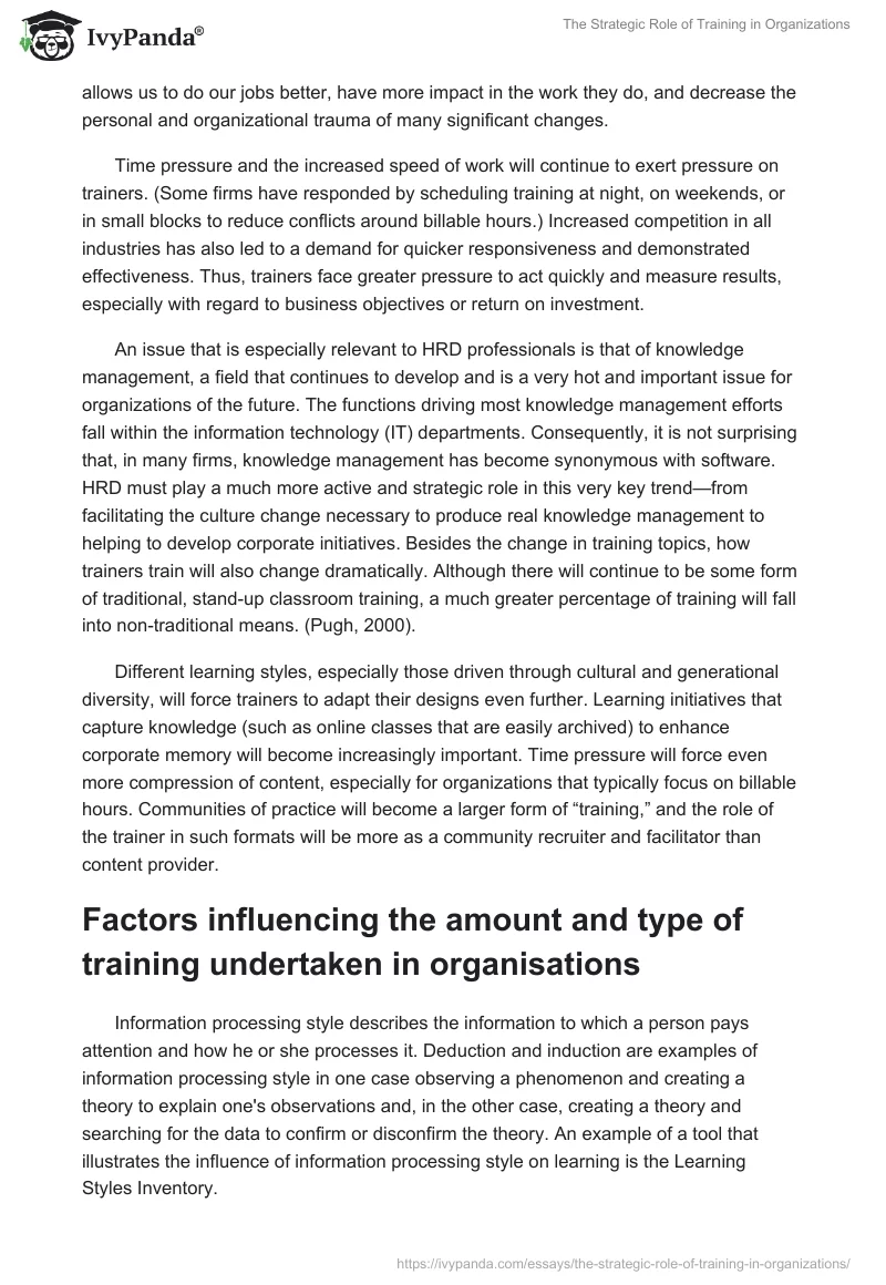 The Strategic Role of Training in Organizations. Page 2