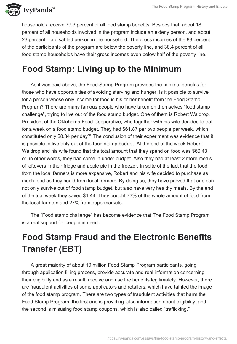 The Food Stamp Program: History and Effects. Page 3