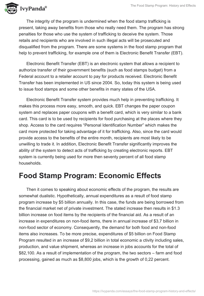 The Food Stamp Program: History and Effects. Page 4