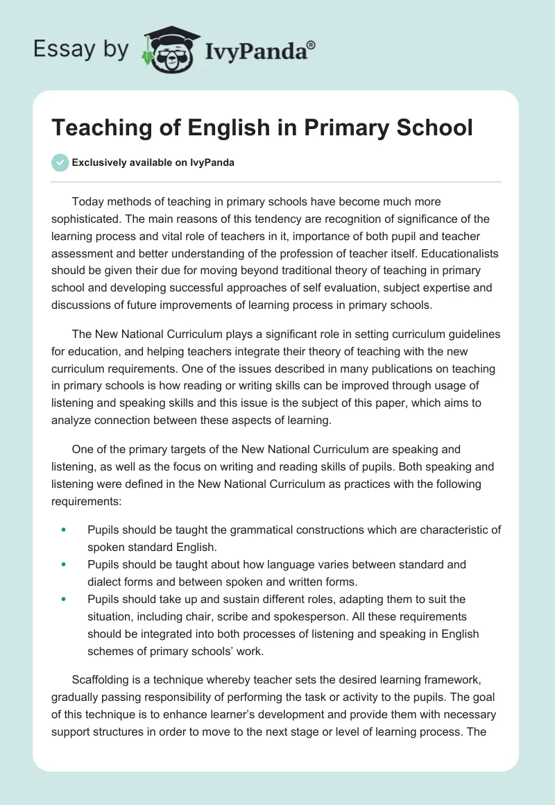Teaching of English in Primary School. Page 1