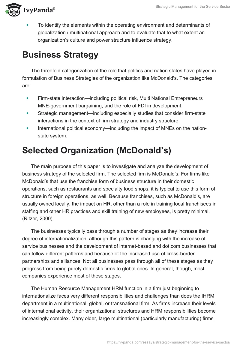 Strategic Management for the Service Sector. Page 4