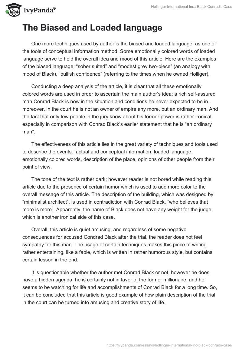 Hollinger International Inc.: Black Conrad's Case. Page 2