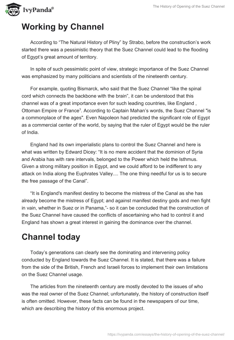 The History of Opening of the Suez Channel. Page 2