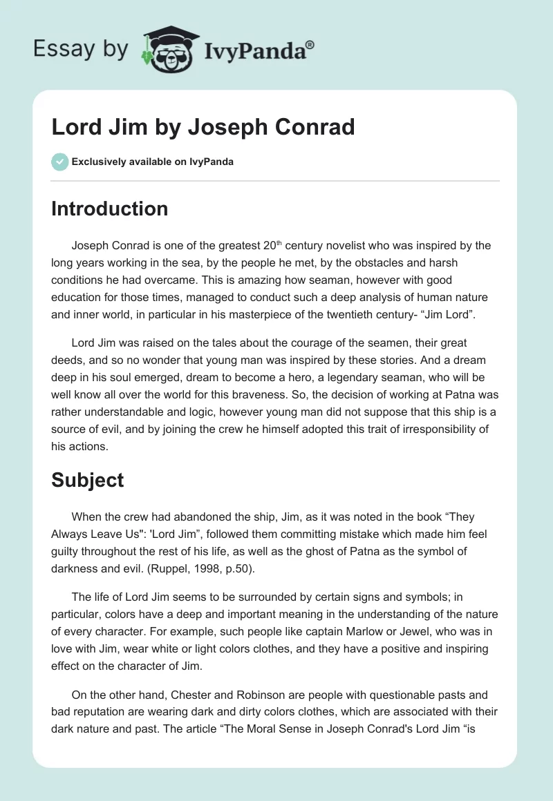 "Lord Jim" by Joseph Conrad. Page 1