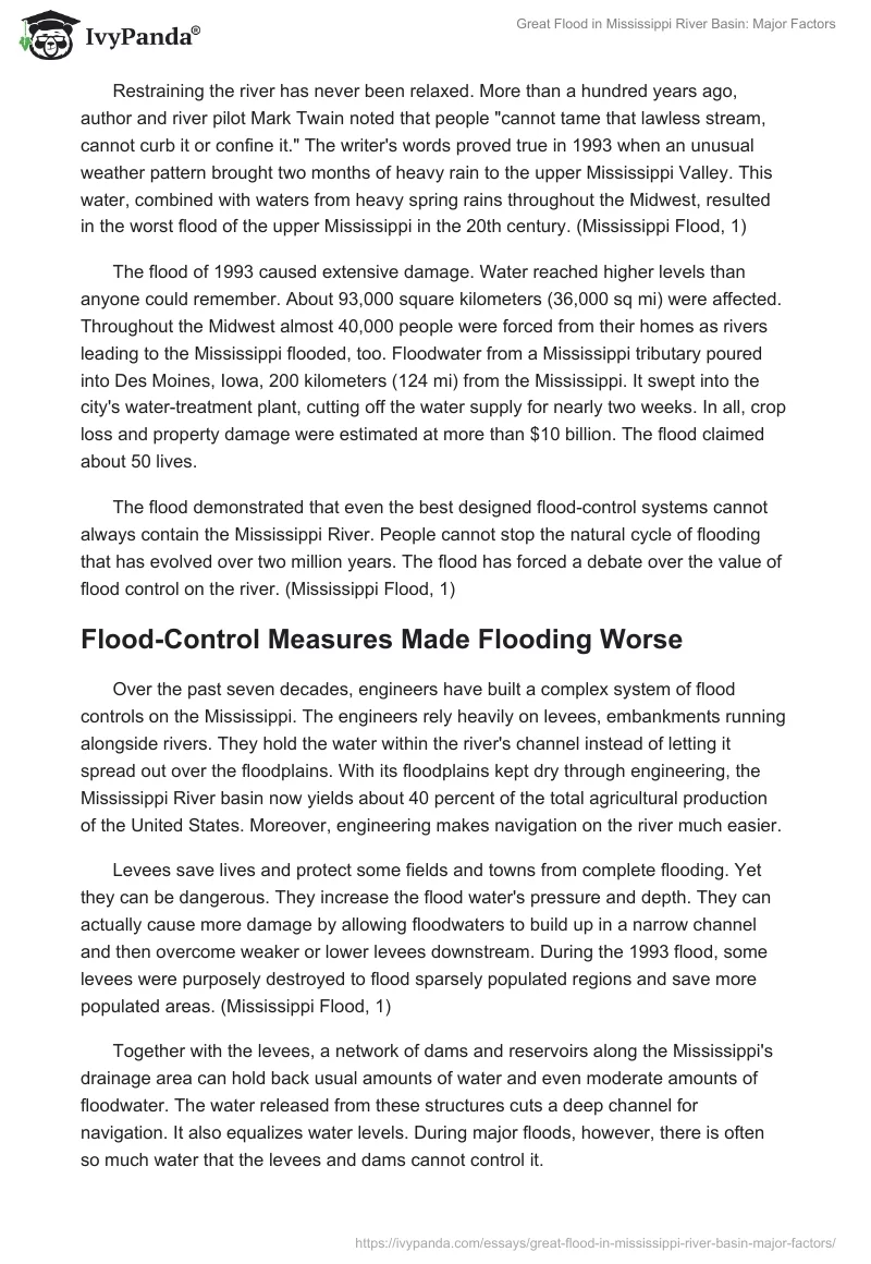 Great Flood in Mississippi River Basin: Major Factors. Page 4