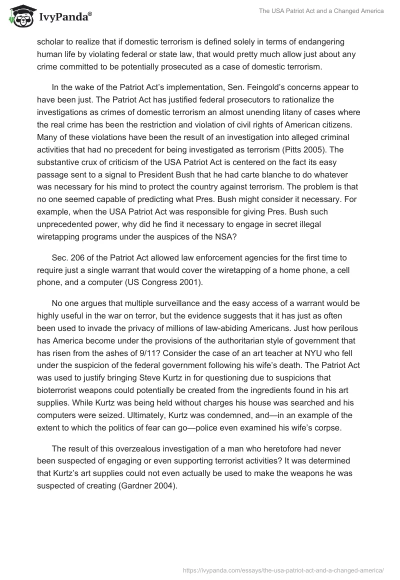 The USA Patriot Act and a Changed America. Page 3