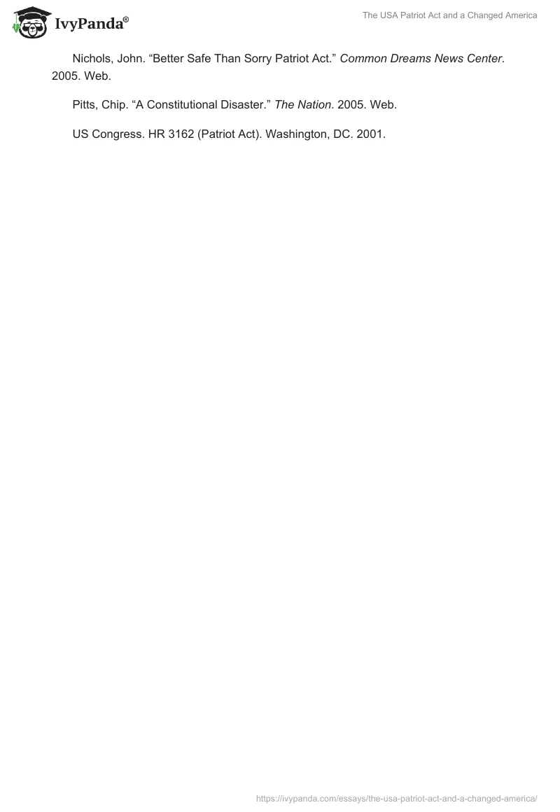 The USA Patriot Act and a Changed America. Page 5