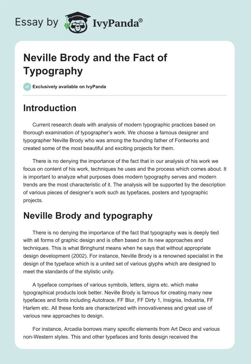 Neville Brody and the Fact of Typography. Page 1