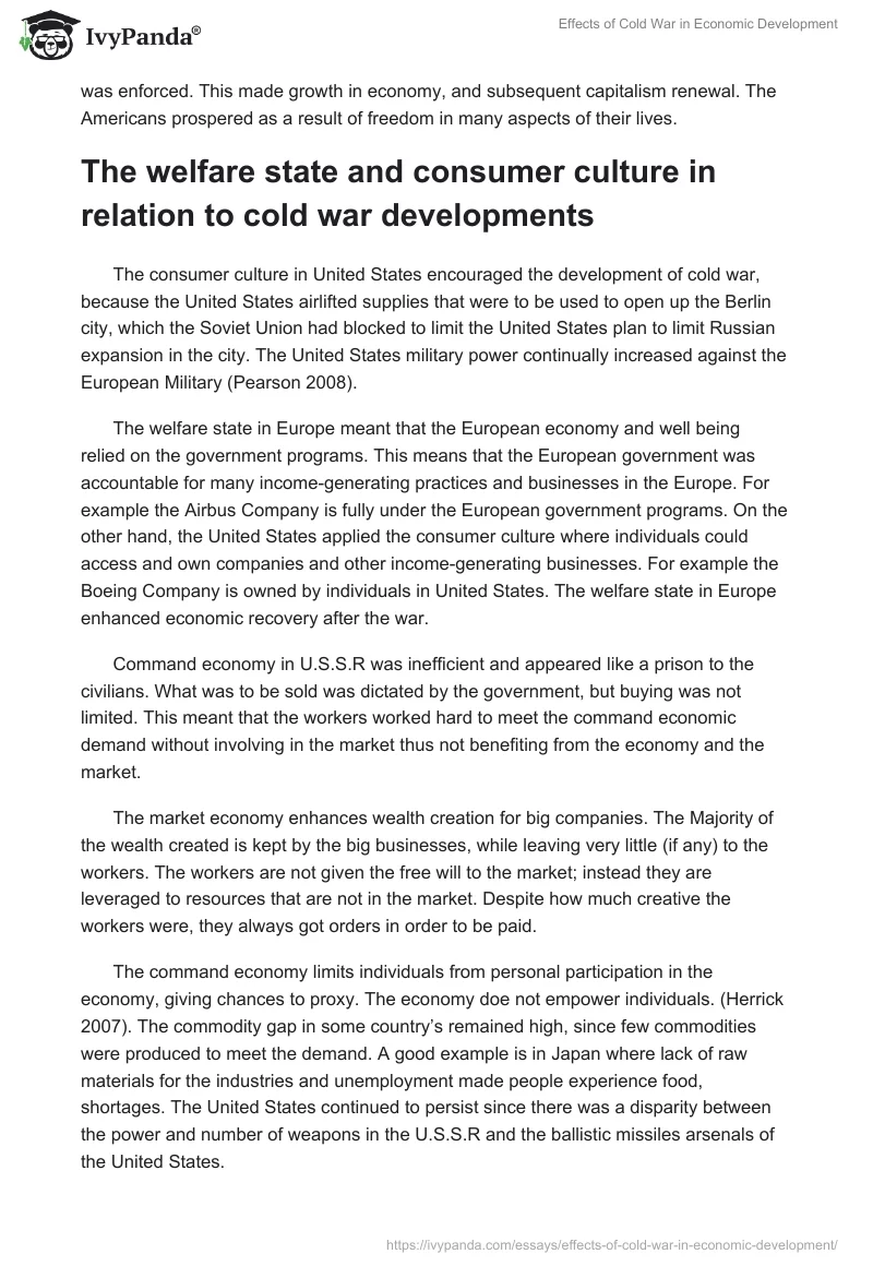 Effects of Cold War in Economic Development. Page 2