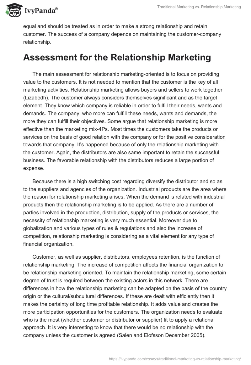 Traditional Marketing vs. Relationship Marketing. Page 4