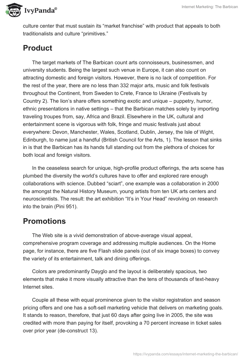 Internet Marketing: The Barbican. Page 2