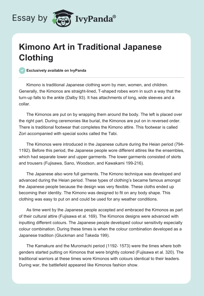 Kimono Art in Traditional Japanese Clothing. Page 1