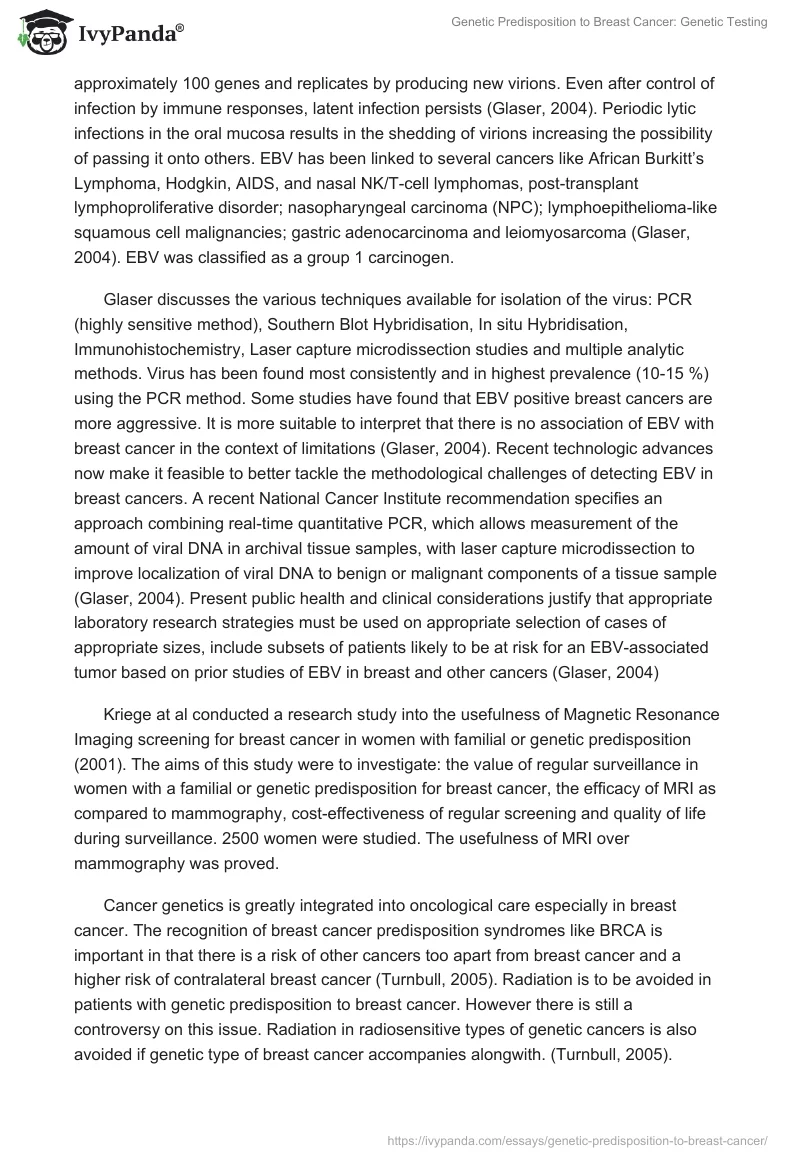 Genetic Predisposition to Breast Cancer: Genetic Testing. Page 4