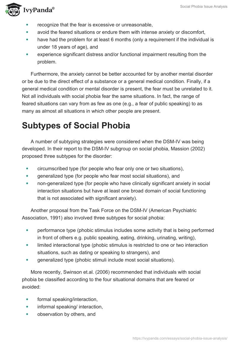 Social Phobia Issue Analysis. Page 2