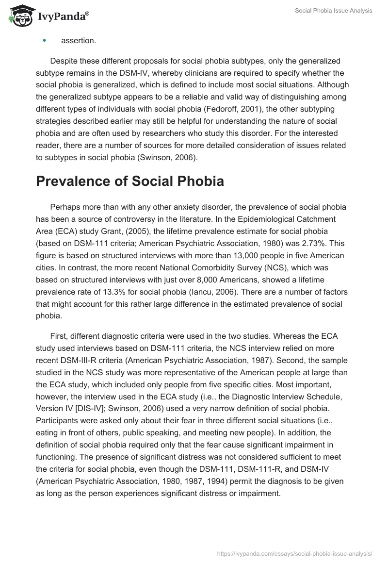 research paper social phobia