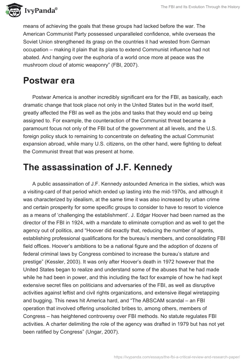 The FBI and Its Evolution Through the History. Page 4