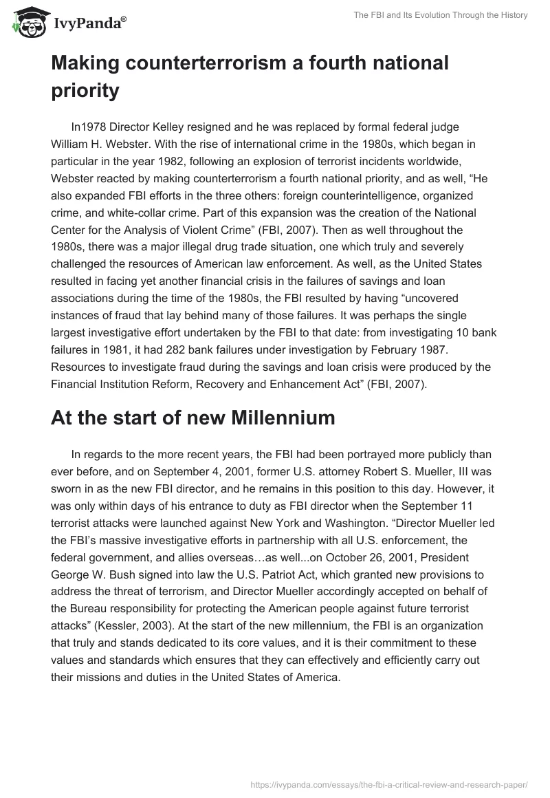 The FBI and Its Evolution Through the History. Page 5