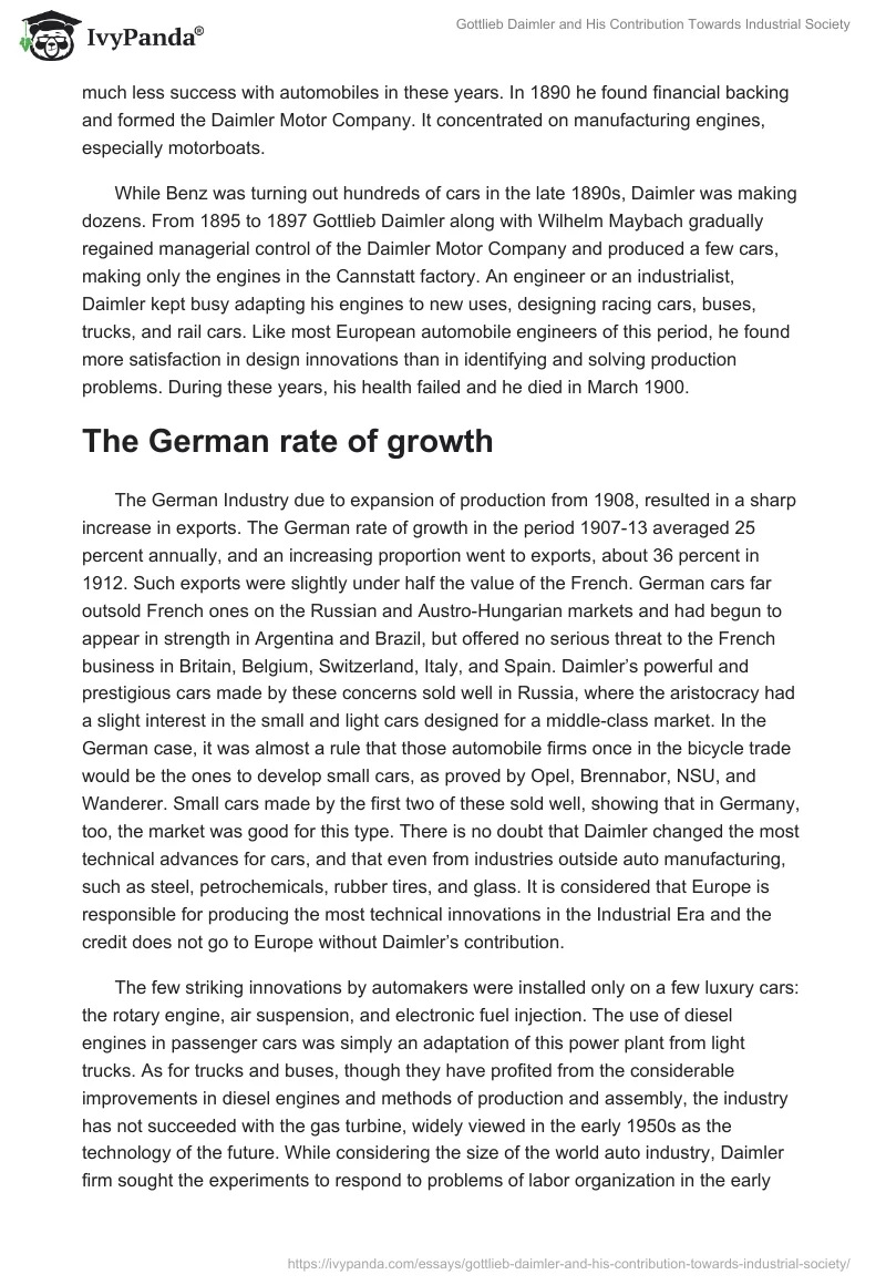 Gottlieb Daimler and His Contribution Towards Industrial Society. Page 2