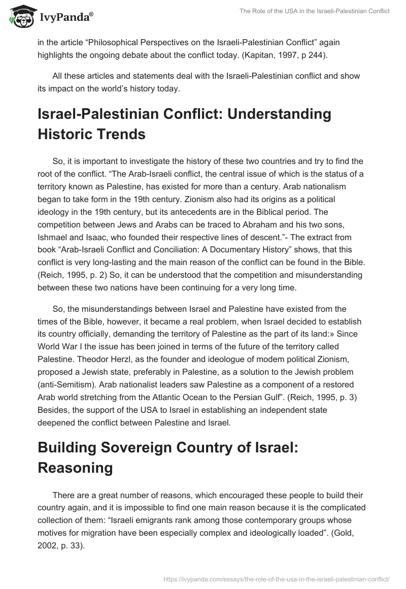 The Role of the USA in the Israeli-Palestinian Conflict. Page 2