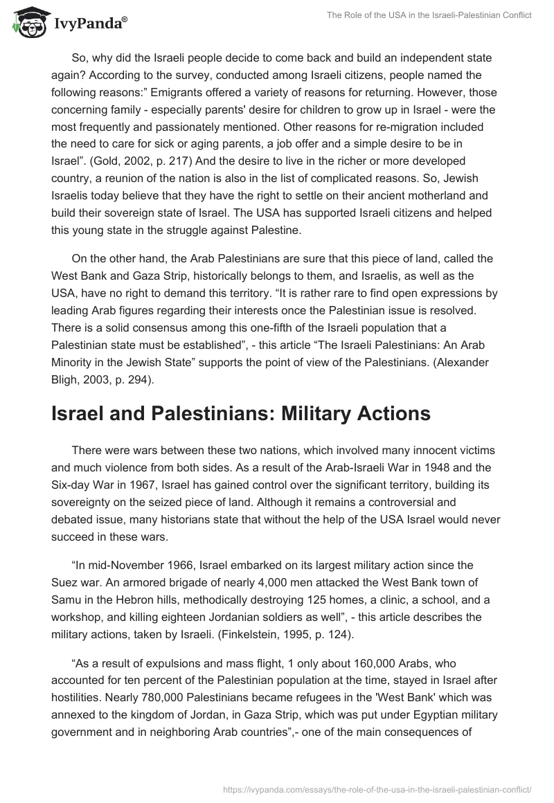 The Role of the USA in the Israeli-Palestinian Conflict. Page 3
