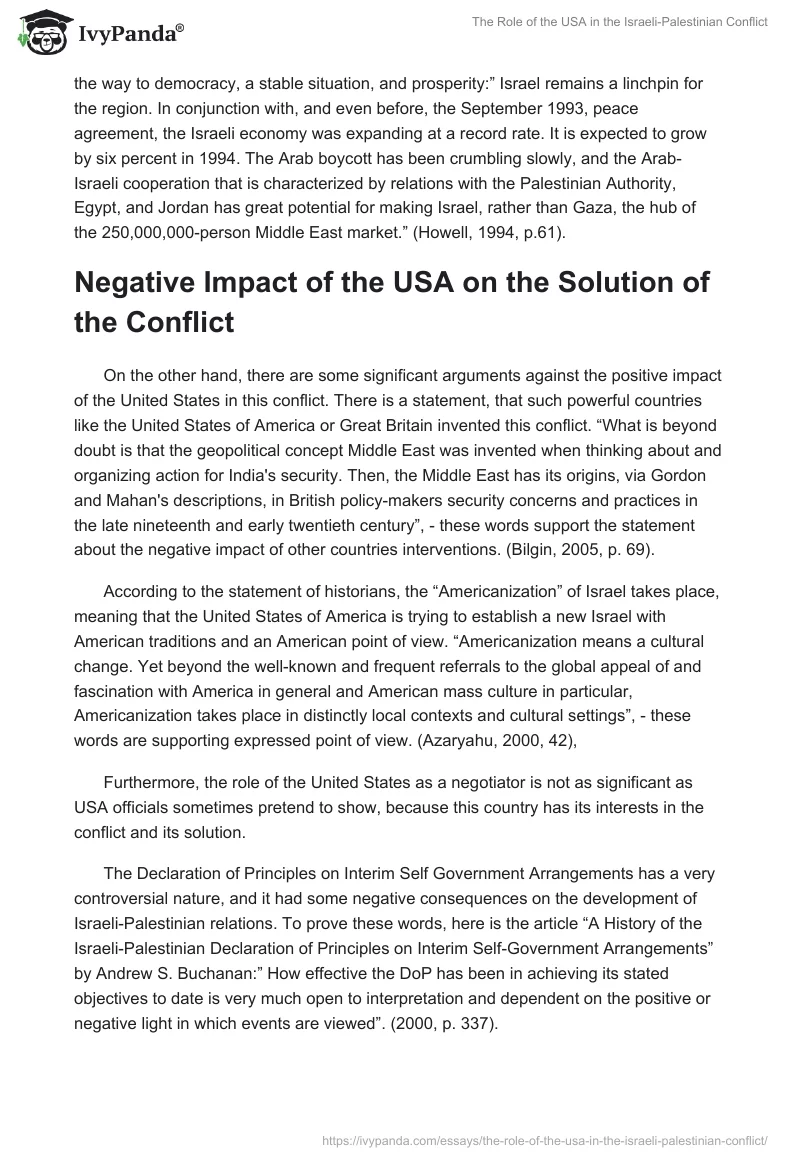 The Role of the USA in the Israeli-Palestinian Conflict. Page 5