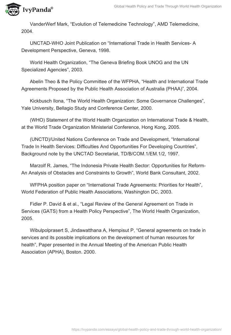Global Health Policy and Trade Through World Health Organization. Page 3