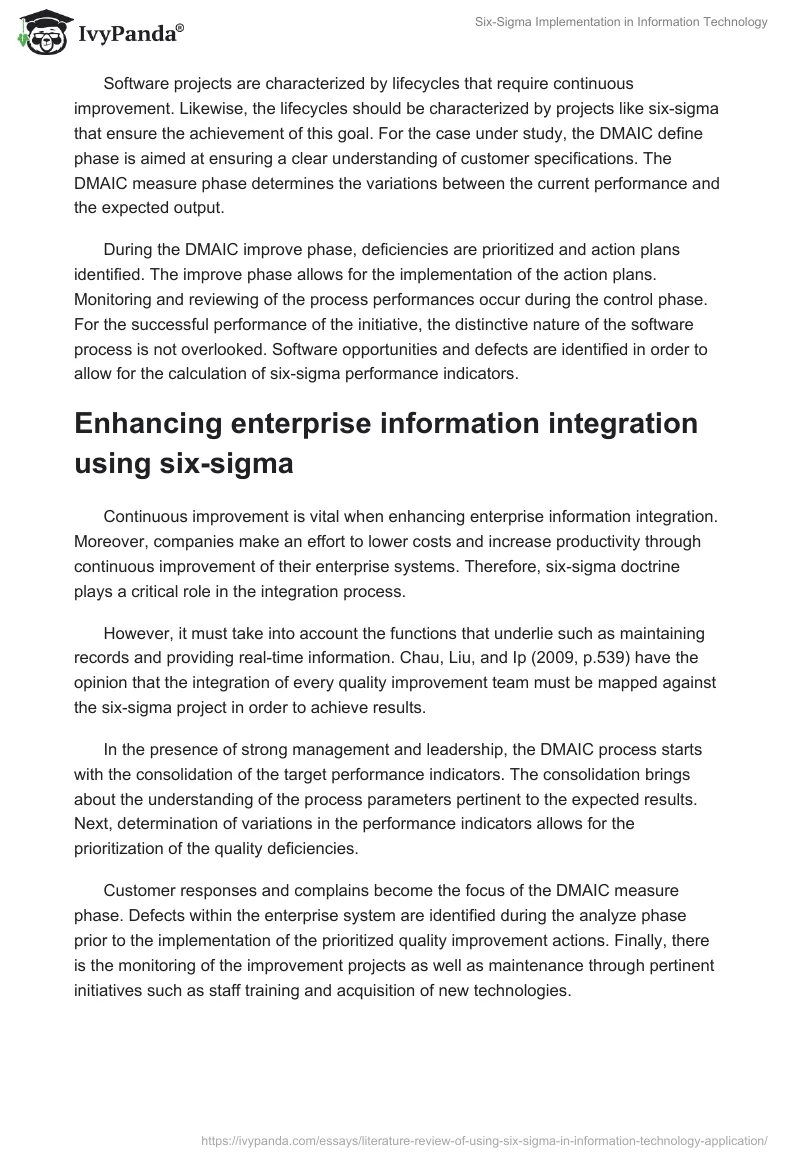 Six-Sigma Implementation in Information Technology. Page 5