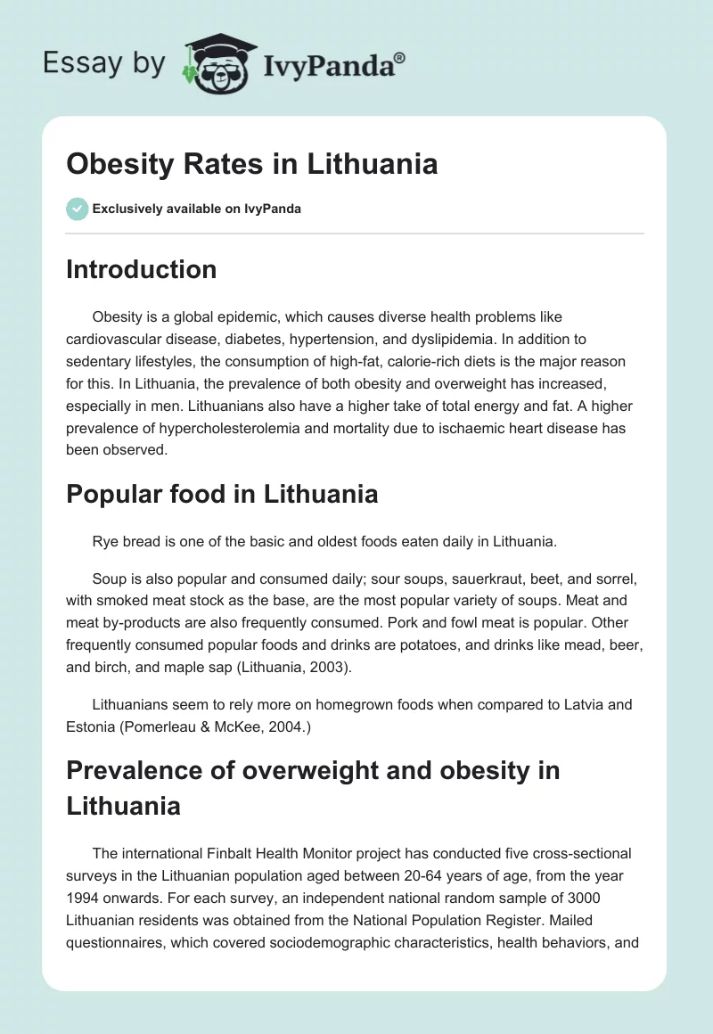 Obesity Rates in Lithuania. Page 1