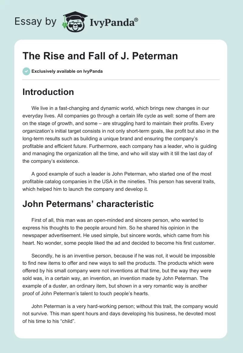 The Rise and Fall of J. Peterman. Page 1