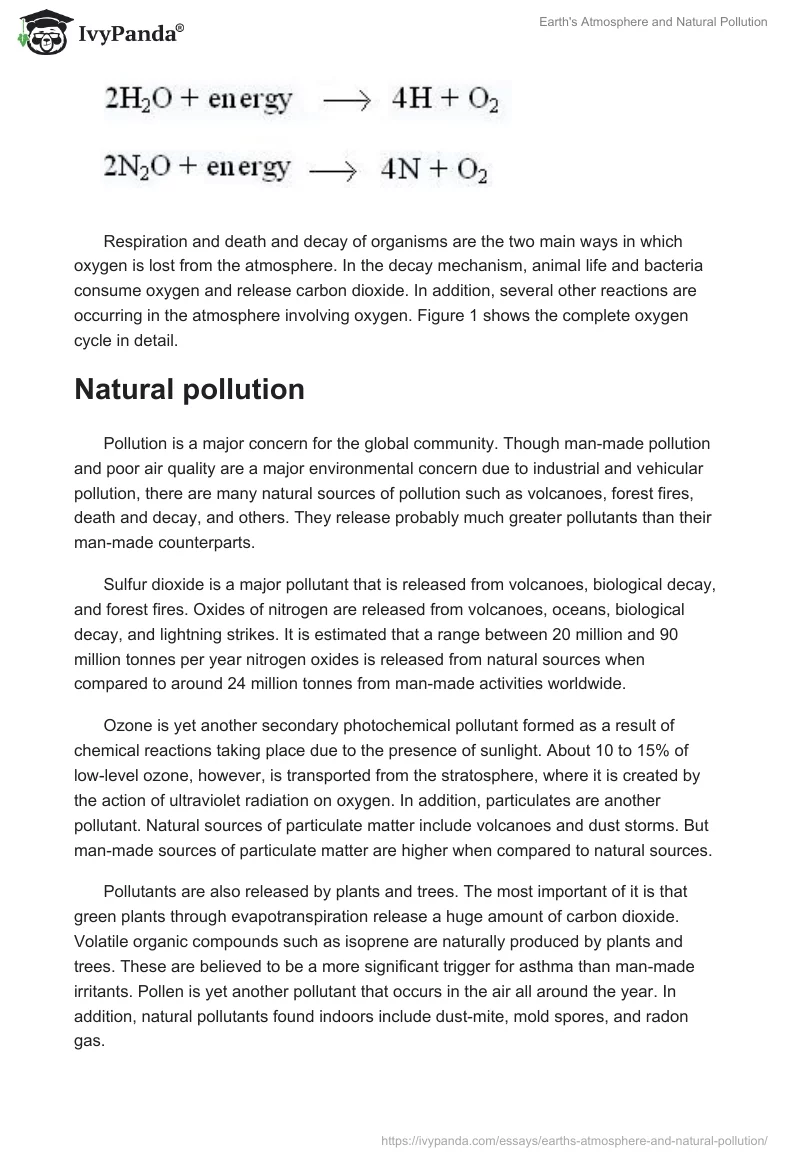 Earth's Atmosphere and Natural Pollution. Page 3