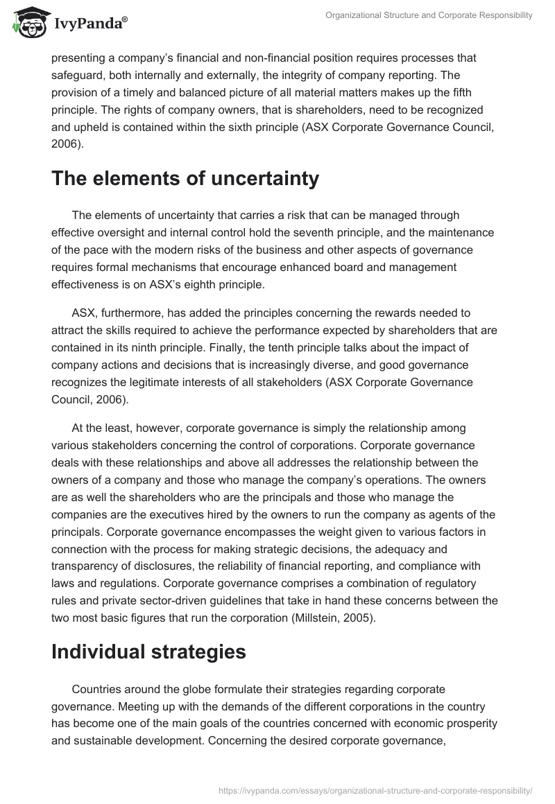 Organizational Structure and Corporate Responsibility. Page 2