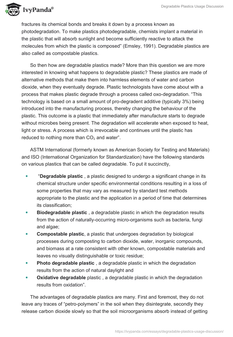 Degradable Plastics Usage Discussion. Page 3