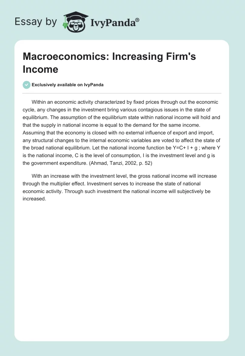 Macroeconomics: Increasing Firm's Income. Page 1