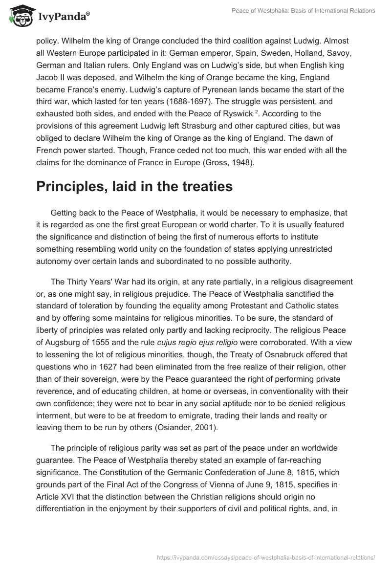 Peace of Westphalia: Basis of International Relations. Page 3
