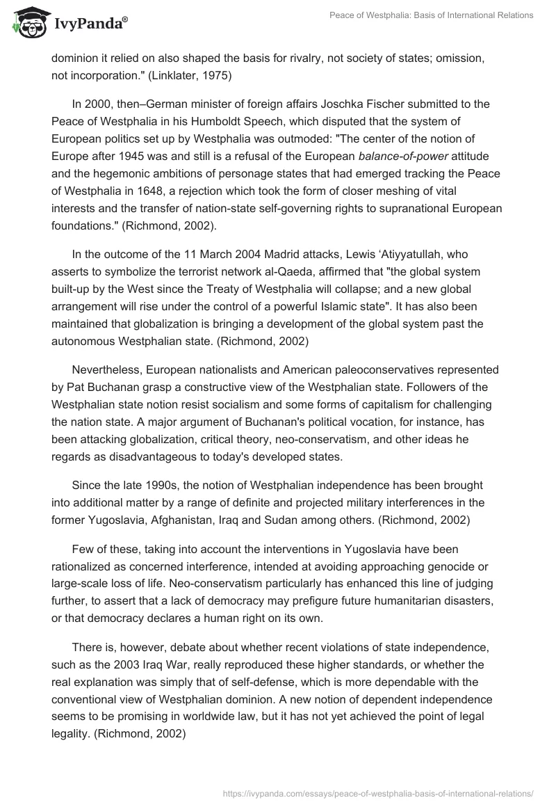 Peace of Westphalia: Basis of International Relations. Page 5