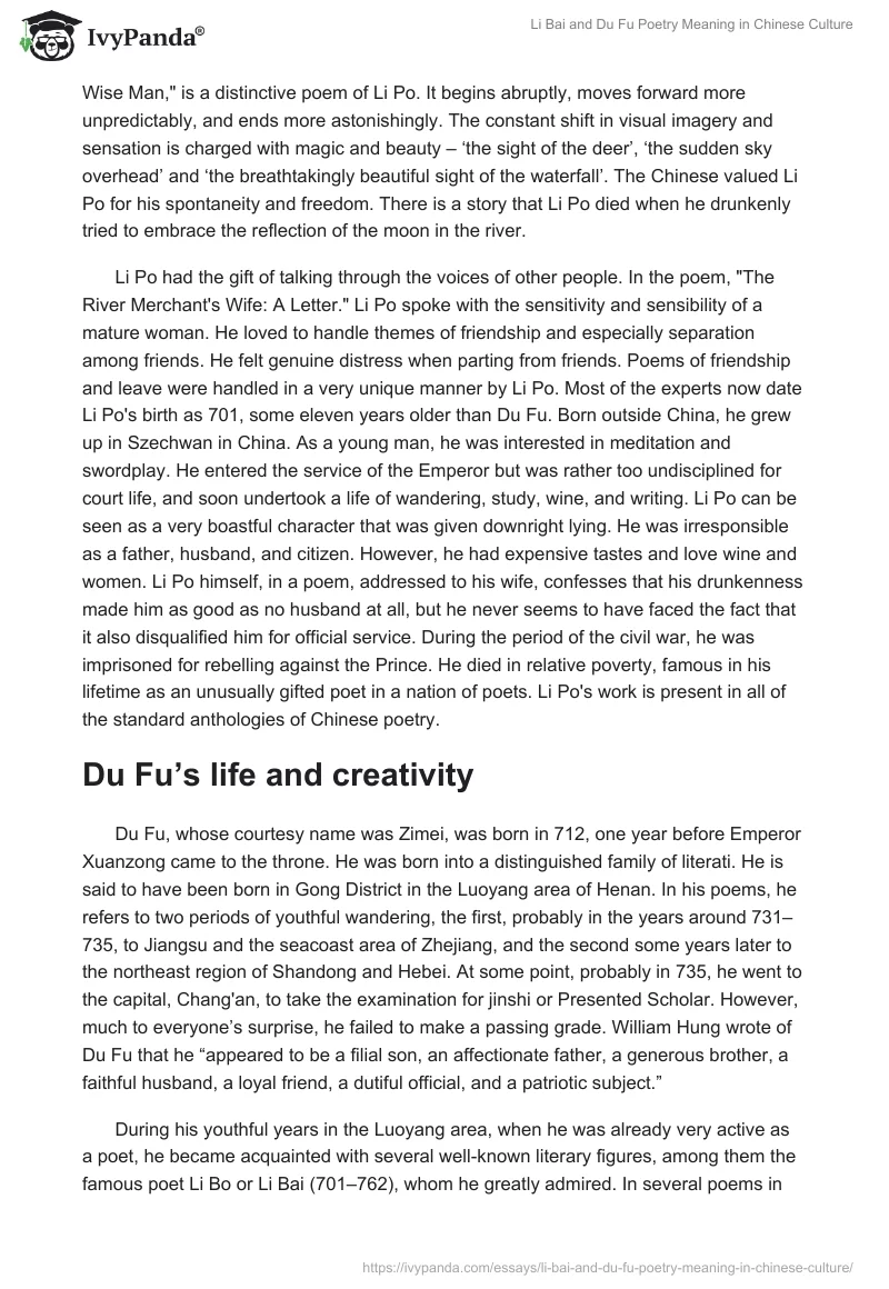 Li Bai and Du Fu Poetry Meaning in Chinese Culture. Page 2