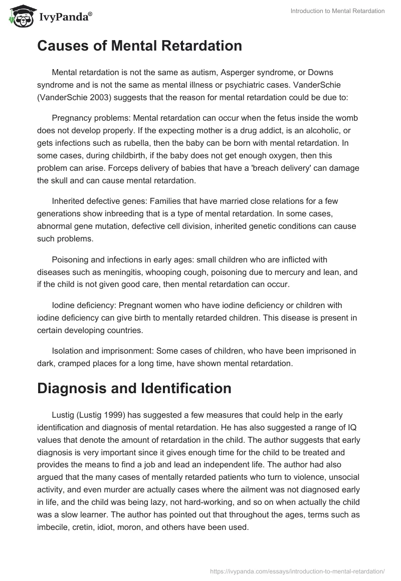 Introduction to Mental Retardation. Page 2