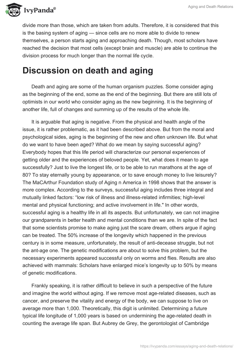 Aging and Death Relations. Page 2