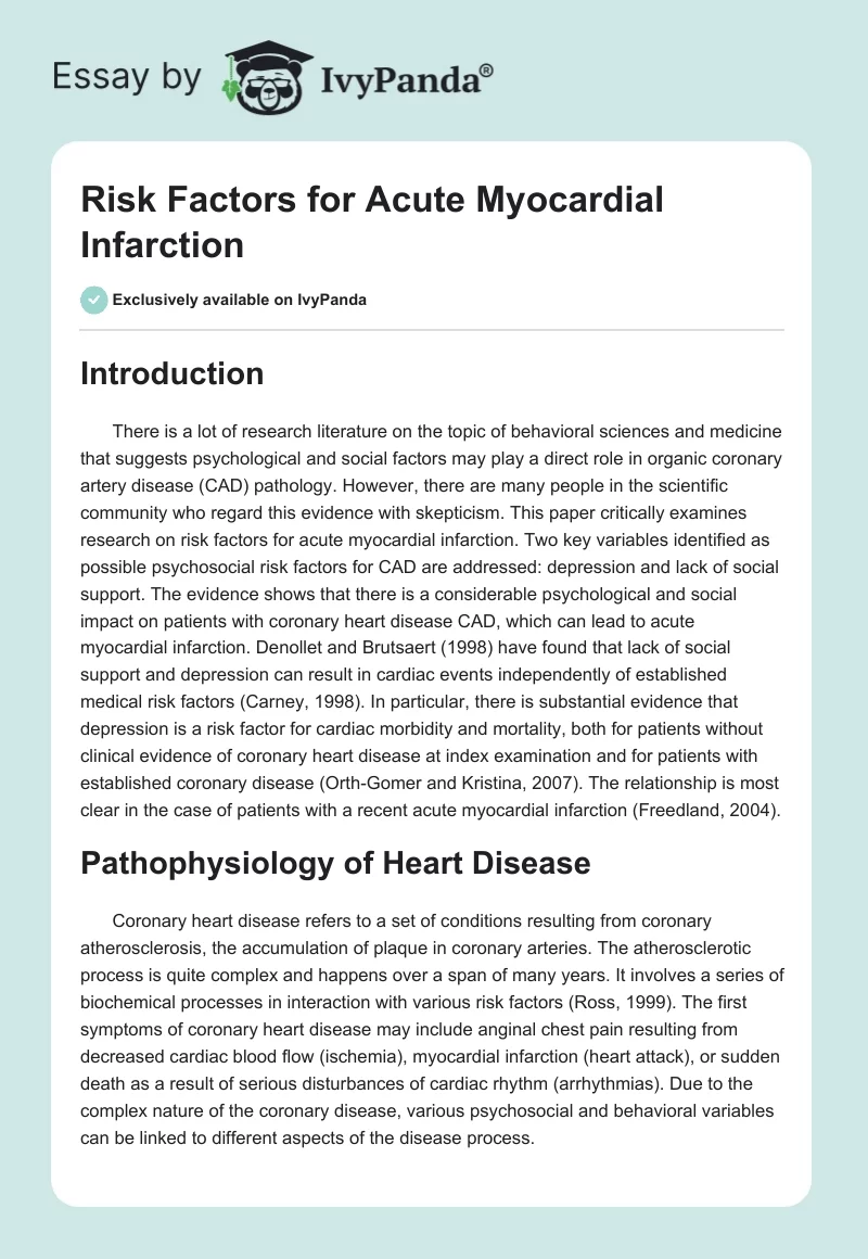 Risk Factors for Acute Myocardial Infarction. Page 1