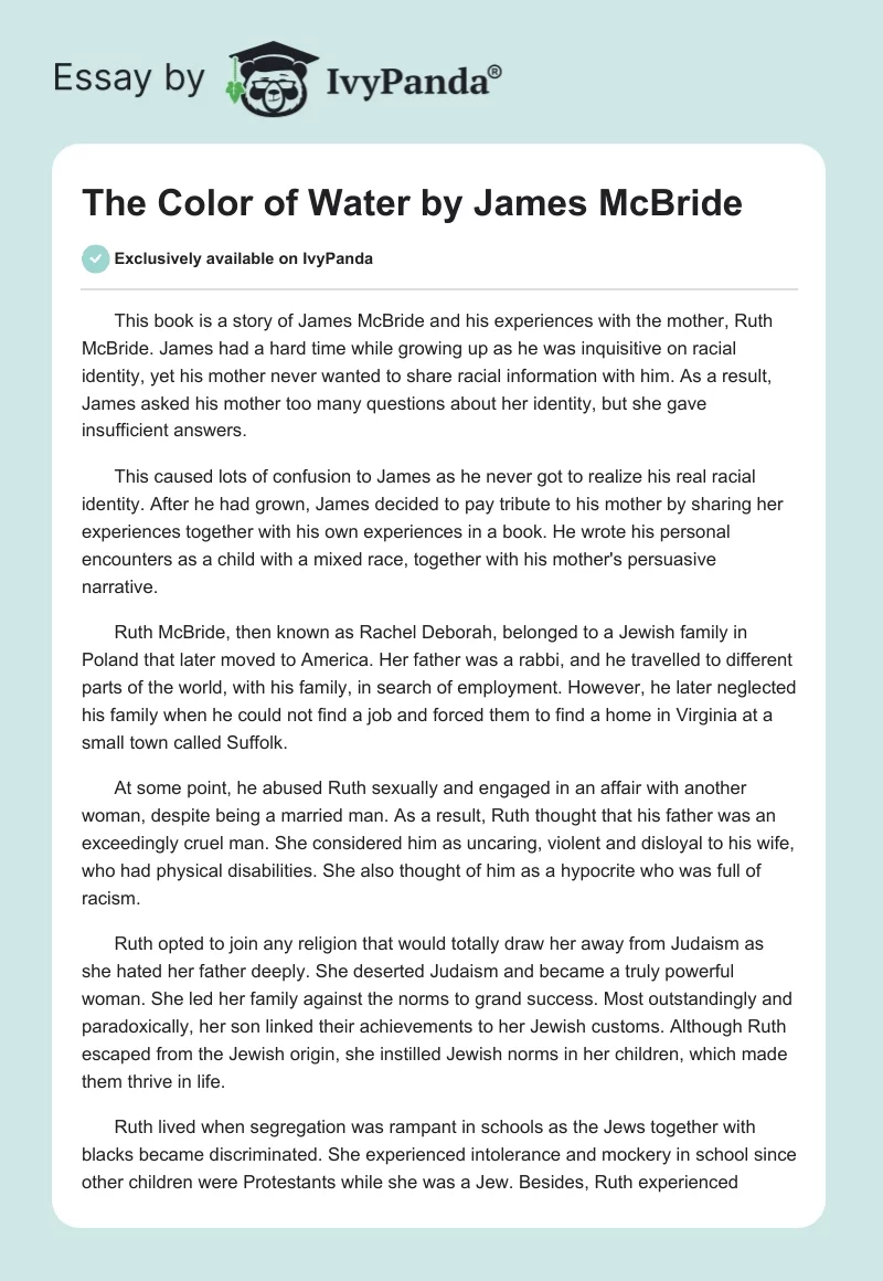 The Color of Water by James McBride. Page 1