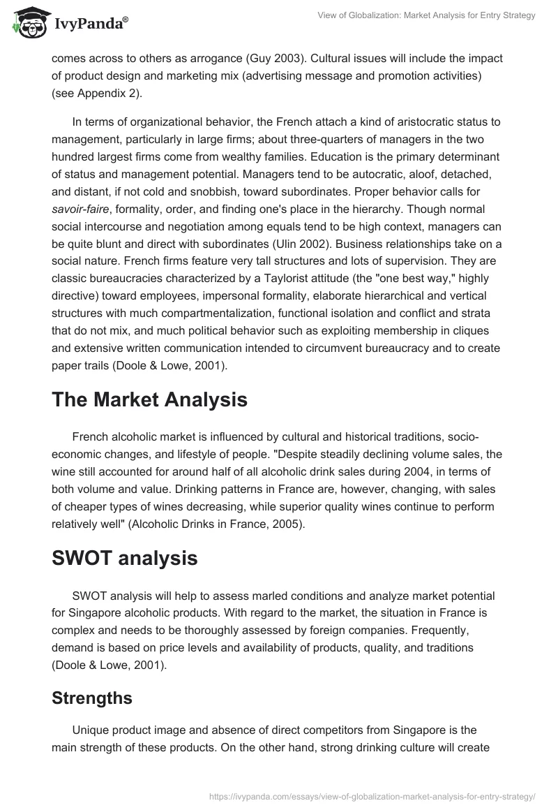View of Globalization: Market Analysis for Entry Strategy. Page 4