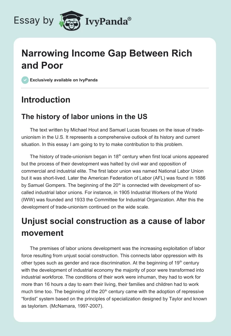 Narrowing Income Gap Between Rich and Poor. Page 1