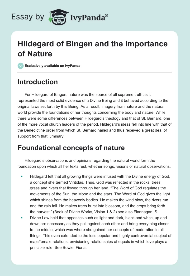 Hildegard of Bingen and the Importance of Nature. Page 1