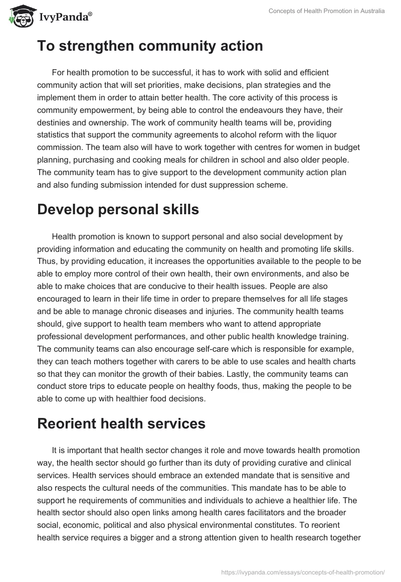 Concepts of Health Promotion in Australia. Page 3