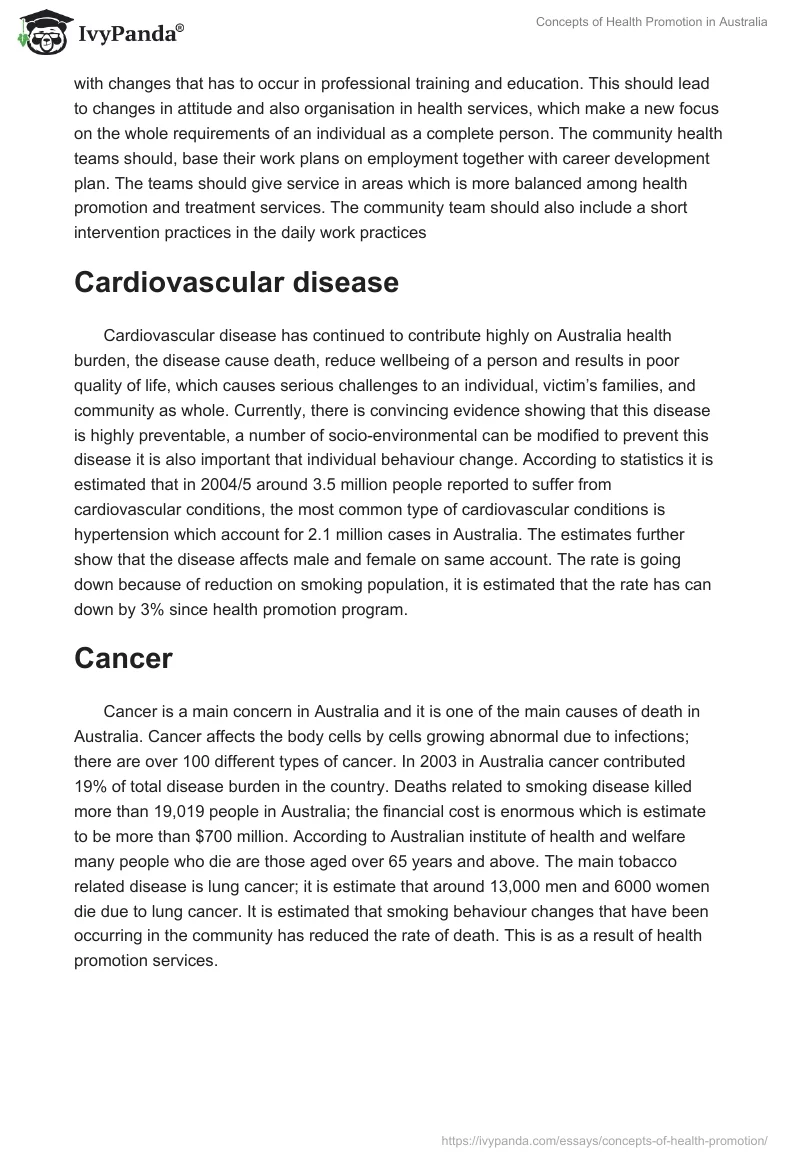 Concepts of Health Promotion in Australia. Page 4