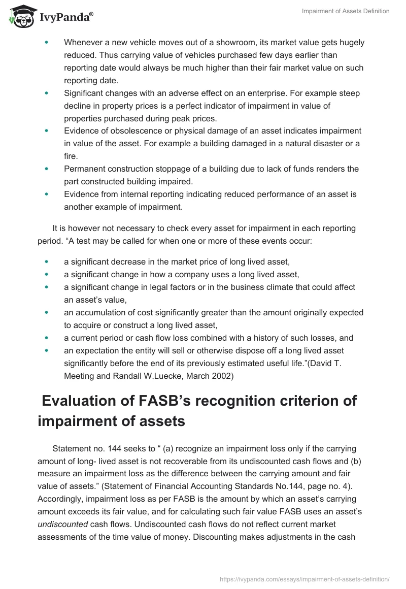 Impairment of Assets Definition. Page 2