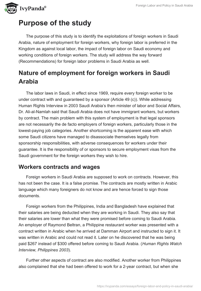 Foreign Labor and Policy in Saudi Arabia. Page 3