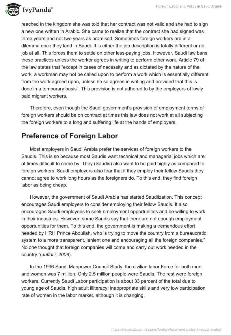 Foreign Labor and Policy in Saudi Arabia. Page 4